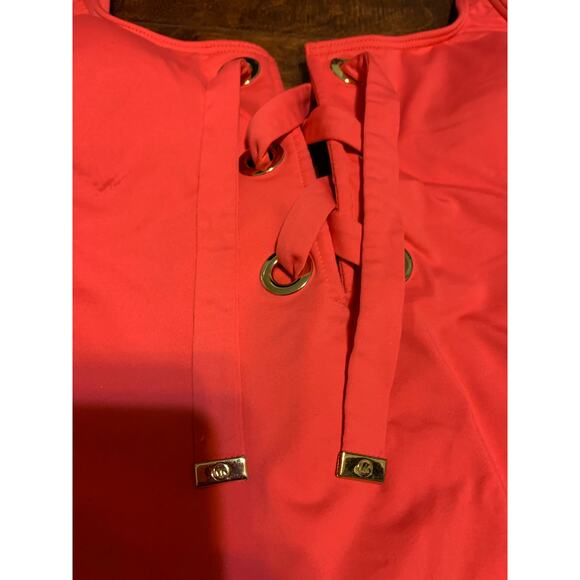 Michael Kors Sea Coral Lace-Up One-Piece Swimsuit - Sz 8 - Picture 5 of 6